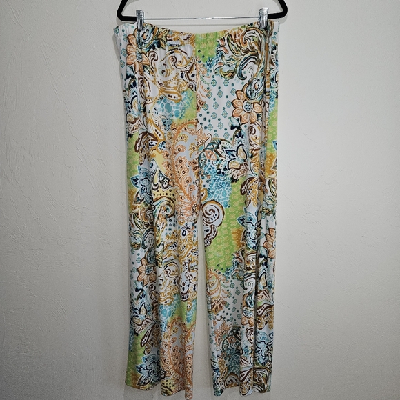 Chico's Size 3 Extra Large XL Palazzo Pants Multicolor Art To Wear Wide Leg - Picture 3 of 15